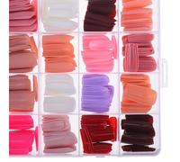 JHKNNK Unghie Finte Quadrate Opache e Lucide, Set da 24 Pezzi Colla Adesiva, Unghie Artificiali Decorative per Nail Art e Uso Quotidiano