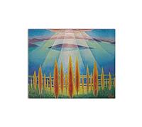 JHLA Quadro Astratto su Tela,Gerardo Dottori famosa Dipinto Stampa su tela Tramonto sul Trasimeno Riproduzioni su tela,Quadri Moderni Soggiorno,Poster e Stampe Colorate 50x65cm(20x26in) Senza Cornice