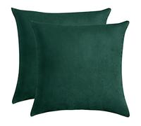 JHLD 2 Pezzi Copricuscini, Decorativi Velluto Copricuscino Morbido Lusso Cuscini Divano Federe Cuscini Per soggiorno Camera da Letto auto -verde scuro-45x45 cm