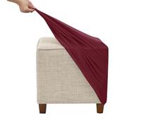 JHLD Copri Pouf Quadrato, Piccola Copri Poggiapiedi Elasticizzato Copertura Dell'Ottomano Spandex Fodera Per Pouf Con Fondo Elastico Per Soggiorno-vino rosso-small