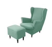 JHLD copripoltrona con Orecchie Elasticizzato con Copri Pouf, 2 pezzi Poltrona Protettiva Jacquard Copripoltrona Copertura dell'Ottomano Per Cani Gatti -verde-3 pezzi