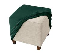 JHLD Elasticizzato Copri Pouf Quadrato, Copri Poggiapiedi Velluto Copertura Dell'Ottomano Peluche Morbido Rimovibili E Lavabili Fodera Per Pouf Per Soggiorno-verde scuro-Small