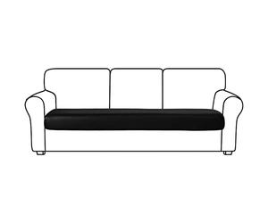 JHLD Elasticizzato Copriseduta Divano, Pelle Sintetica Cuscino Per Divano Elastico Impermeabile Copridivano Copricuscino Morbido Per Soggiorno Camera Da Letto Bambini-nero-3 posti