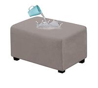 JHLD Impermeabile Copri Pouf Rettangolare, Copri Poggiapiedi Elasticizzato Pelle scamosciata Copertura dell'Ottomano Elastico Morbido Fodera per Pouf Per Gatti Cani -Taupe-Piccolo