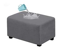 JHLD Impermeabile Copri Pouf Rettangolare, Copri Poggiapiedi Elasticizzato Pelle scamosciata Copertura dell'Ottomano Elastico Morbido Fodera per Pouf Per Gatti Cani -grigio-Piccolo