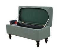 JHLD Rettangolare Copri Pouf Elasticizzato, Copri Poggiapiedi Morbido Rimovibili e Lavabili Copertura dell'Ottomano Elastico Fodera per Pouf Per Gatti Cani -verde-medio
