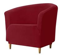 JHLD Velluto Copripoltrona Chesterfield, Morbido Copripoltrona Club Elasticizzato Tub Chair Copripoltrona Fodera Per Divano Per Soggiorno Camera Da Letto-Vino rosso-Tub Chair