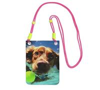 JHLMN Piccole borse a tracolla per le donne borsa del telefono cellulare mini portafoglio del cellulare divertente nuoto cane borsa del telefono cellulare, Fucusia, Taglia unica