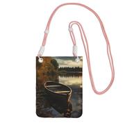 JHLMN Piccole borse a tracolla per le donne borsa del telefono cellulare mini portafoglio del cellulare barca sulla riva del lago borsa del telefono cellulare