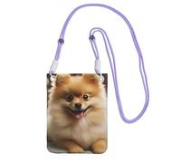 JHLMN Piccole borse a tracolla per le donne borsa del telefono cellulare mini portafoglio del telefono cellulare carino cane Pomerania borsa del telefono cellulare