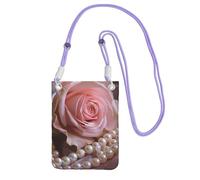 JHLMN Piccole borse a tracolla per le donne borsa del telefono cellulare mini portafoglio del telefono cellulare rosa e perle borsa del telefono cellulare