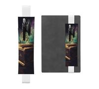 JHLMN Portapenne per notebook, fascia elastica regolabile, portapenne Dream Music Box segnalibro in pelle PU custodia per penne astuccio portapenne segna pagina per agende, diari, libri