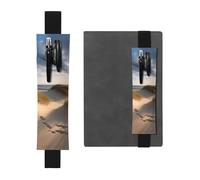 JHLMN Portapenne per quaderni, fascia elastica regolabile, portapenne con dune sulla spiaggia, segnalibro in pelle PU, astuccio per penne, pennarelli, segnalibri, agende, libri