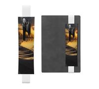 JHLMN Portapenne per quaderni, fascia elastica regolabile, portapenne con fiume tramonto, barca in legno, segnalibro in pelle PU, astuccio per matite, segnalibri per agende, diari, libri, bianco