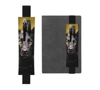 JHLMN Portapenne per quaderni, fascia elastica regolabile, portapenne nero con cane da pastore tedesco, segnalibro in pelle PU, astuccio per matite, segna pagine per agende, diari, libri