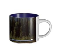 JHLMN Tazza da caffè in ceramica da 425,2 g, tazza da caffè con manico grande, tazza da tè con aereo sul lago, grande tazza da viaggio in porcellana, per uomini e donne, ufficio, lavoro