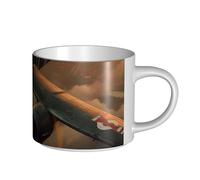 JHLMN Tazza da caffè in ceramica da 425,2 g, tazza da caffè con manico grande, tazza da tè con aeromobili della guerra mondiale, grandi tazze da viaggio in porcellana, per uomini e donne, ufficio e