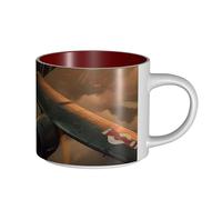JHLMN Tazza da caffè in ceramica da 425,2 g, tazza da caffè con manico grande, tazza da tè con aeromobili della guerra mondiale, grandi tazze da viaggio in porcellana, per uomini e donne, ufficio e