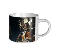 JHLMN Tazza da caffè in ceramica da 425,2 g, tazza da caffè con manico grande, tazza da tè con astronauta che atterrano sulla luna, grandi tazze da tè in porcellana da viaggio, per uomini e donne