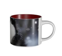 JHLMN Tazza da caffè in ceramica da 425,2 g, tazza da caffè con manico grande, tazza da tè con cane husky nella neve, tazza da tè grande in porcellana da viaggio per uomini donne ufficio lavoro