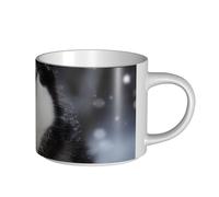 JHLMN Tazza da caffè in ceramica da 425,2 g, tazza da caffè con manico grande, tazza da tè con cane husky nella neve, tazza da tè grande in porcellana da viaggio per uomini donne ufficio lavoro
