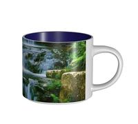 JHLMN Tazza da caffè in ceramica da 425,2 g, tazza da caffè con manico grande, tazza da tè con cascata che scorre verso il basso, grandi tazze da viaggio in porcellana, per uomini e donne, ufficio e