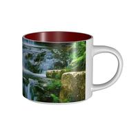 JHLMN Tazza da caffè in ceramica da 425,2 g, tazza da caffè con manico grande, tazza da tè con cascata che scorre verso il basso, grandi tazze da viaggio in porcellana, per uomini e donne, ufficio e