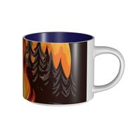 JHLMN Tazza da caffè in ceramica da 425,2 g, tazza da caffè con manico grande, tazza da tè con falò novità tazze da tè grandi tazze da viaggio in porcellana per uomini donne ufficio lavoro
