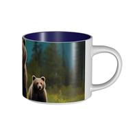 JHLMN Tazza da caffè in ceramica da 425,2 g, tazza da caffè con manico grande, tazza da tè con fiume orso mamma novità tazze da tè grandi tazze da viaggio in porcellana per uomini donne ufficio lavoro