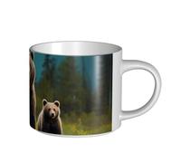 JHLMN Tazza da caffè in ceramica da 425,2 g, tazza da caffè con manico grande, tazza da tè con fiume orso mamma novità tazze da tè grandi tazze da viaggio in porcellana per uomini donne ufficio lavoro