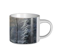 JHLMN Tazza da caffè in ceramica da 425,2 g, tazza da caffè con manico grande, tazza da tè con scena invernale sulla neve, tazza da tè grande in porcellana da viaggio, per uomini e donne, ufficio