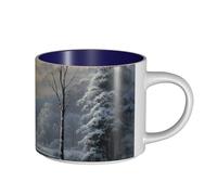 JHLMN Tazza da caffè in ceramica da 425,2 g, tazza da caffè con manico grande, tazza da tè con scena invernale sulla neve, tazza da tè grande in porcellana da viaggio, per uomini e donne, ufficio