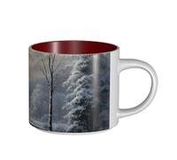 JHLMN Tazza da caffè in ceramica da 425,2 g, tazza da caffè con manico grande, tazza da tè con scena invernale sulla neve, tazza da tè grande in porcellana da viaggio, per uomini e donne, ufficio