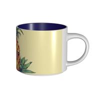 JHLMN Tazza da caffè in ceramica da 425,2 g, tazza da caffè con manico grande, tazza da tè divertente ananas novità tazze da tè grandi tazze da viaggio in porcellana per uomini donne ufficio lavoro