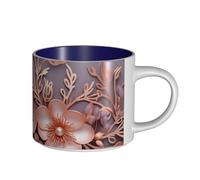 JHLMN Tazza da caffè in ceramica da 425,2 g tazza da caffè con manico grande tazza da tè rosa elegante decorativa floreale novità tazze da tè grandi tazze da viaggio in porcellana per uomini donne