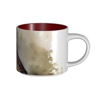 JHLMN Tazza da caffè in ceramica da 425,2 g, tazza da caffè con manico grande, tazze da tè acquerello di falco seduto sull'albero, grande tazza da tè in porcellana da viaggio per uomini donne ufficio