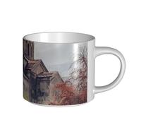 JHLMN Tazza da caffè in ceramica da 425,2 g, tazza da caffè con manico grande, tazze da tè con chiesa armena, grande tazza da viaggio in porcellana, per uomini e donne, ufficio, lavoro