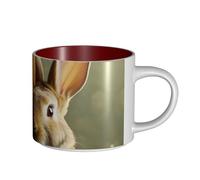 JHLMN Tazza da caffè in ceramica da 425,2 g, tazza da caffè con manico grande, tazze da tè con coppia di conigli, tazza da tè grande in porcellana da viaggio, per uomini e donne, ufficio e lavoro