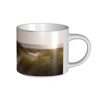 JHLMN Tazza da caffè in ceramica da 425,2 g, tazza da caffè con manico grande, tazze da tè con dune sulla spiaggia, tazza da tè grande in porcellana da viaggio per uomini e donne ufficio lavoro