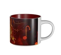 JHLMN Tazza da caffè in ceramica da 425,2 g tazza da caffè con manico grande tazze da tè con fiamma rossa nota musicale novità tazze da tè in porcellana grande tazza da viaggio per uomini donne