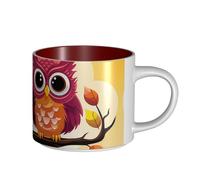 JHLMN Tazza da caffè in ceramica da 425,2 g, tazza da caffè con manico grande, tazze da tè con gufi sui rami degli alberi, grande tazza da viaggio in porcellana, per uomini e donne, ufficio e lavoro