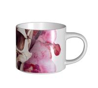 JHLMN Tazza da caffè in ceramica da 425,2 g, tazza da caffè con manico grande, tazze da tè con teschio umano e fiori, grande tazza da viaggio in porcellana, per uomini e donne, ufficio, lavoro