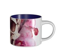 JHLMN Tazza da caffè in ceramica da 425,2 g, tazza da caffè con manico grande, tazze da tè con teschio umano e fiori, grande tazza da viaggio in porcellana, per uomini e donne, ufficio, lavoro
