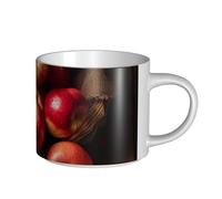 JHLMN Tazza da caffè in ceramica da 425,2 g, tazza da caffè con manico grande, tazze da tè fresche e mature mele novelle, grande tazza da viaggio in porcellana, per uomini e donne, ufficio e lavoro