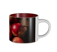 JHLMN Tazza da caffè in ceramica da 425,2 g, tazza da caffè con manico grande, tazze da tè fresche e mature mele novelle, grande tazza da viaggio in porcellana, per uomini e donne, ufficio e lavoro