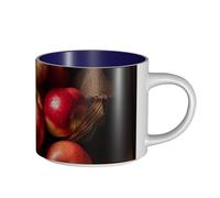 JHLMN Tazza da caffè in ceramica da 425,2 g, tazza da caffè con manico grande, tazze da tè fresche e mature mele novelle, grande tazza da viaggio in porcellana, per uomini e donne, ufficio e lavoro