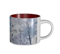 JHLMN Tazza da caffè in ceramica da 425,2 g, tazza da caffè con manico grande, tazze da tè innevate con alberi invernali novità tazze da tè grandi tazze da viaggio in porcellana per uomini donne