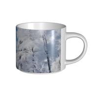 JHLMN Tazza da caffè in ceramica da 425,2 g, tazza da caffè con manico grande, tazze da tè innevate con alberi invernali novità tazze da tè grandi tazze da viaggio in porcellana per uomini donne