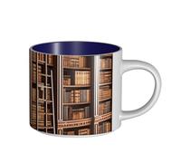 JHLMN Tazza da caffè in ceramica da 425,2 g, tazza da caffè con manico grande, tazze da tè per biblioteca, libreria, novità tazze da tè in porcellana, tazza da viaggio per uomini e donne, ufficio