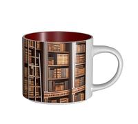 JHLMN Tazza da caffè in ceramica da 425,2 g, tazza da caffè con manico grande, tazze da tè per biblioteca, libreria, novità tazze da tè in porcellana, tazza da viaggio per uomini e donne, ufficio